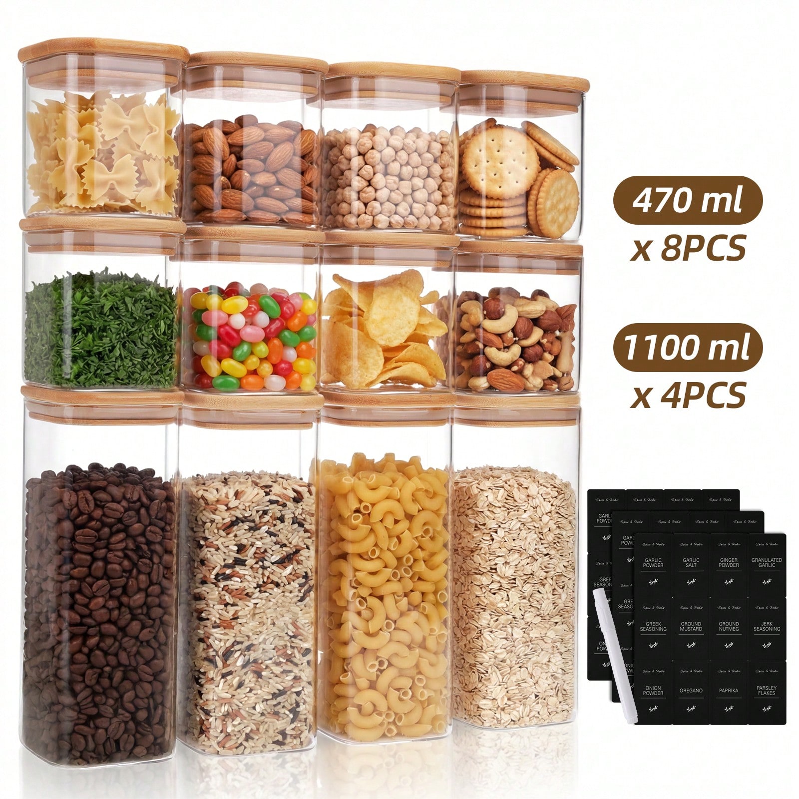 Tomnk 12 recipientes de vidro  - Kitchen Baking Pantry avaliação e preço